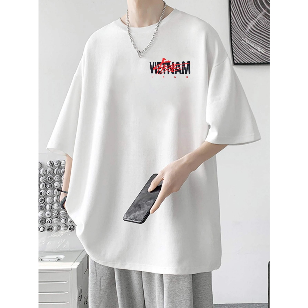 Áo thun nam nữ tay lỡ form rộng Việt Nam Team dày mịn