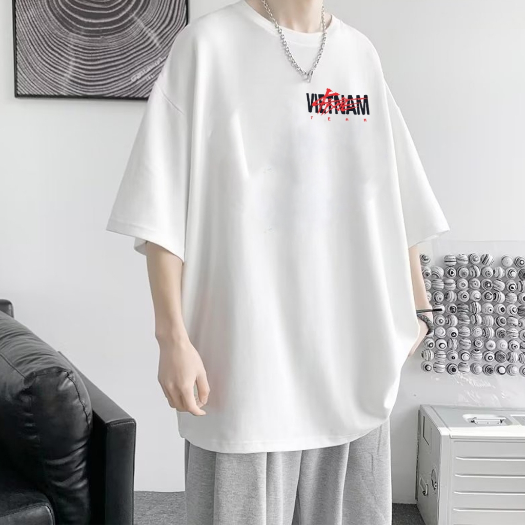 Áo thun nam nữ tay lỡ form rộng Việt Nam Team dày mịn