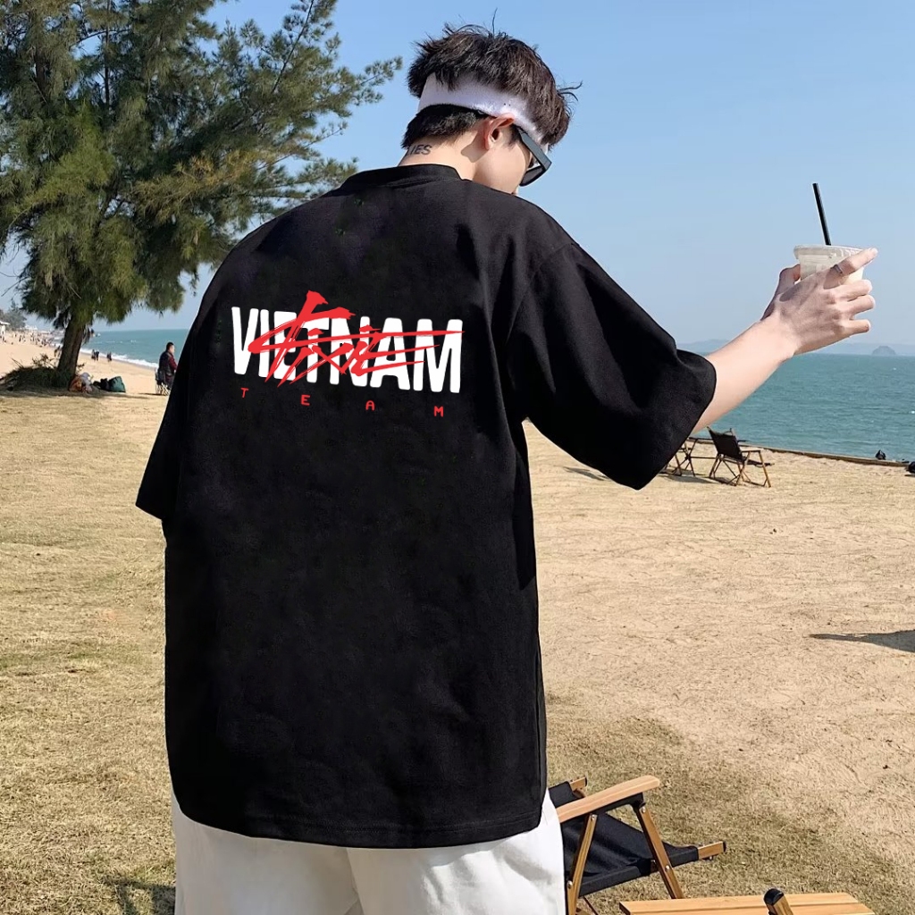 Áo thun nam nữ tay lỡ form rộng Việt Nam Team dày mịn