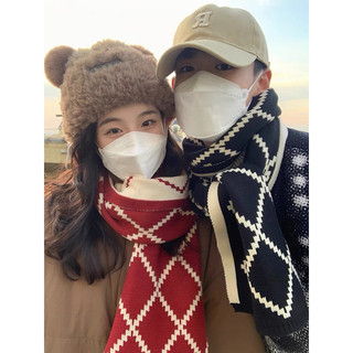 LOẠI 1  - XỊN ẤM- KHĂN LEN KHĂN QUÀNG CỔ KẺ CARO VINTAGE ĐÔI COUPLE RETRO HÀN QUỐC