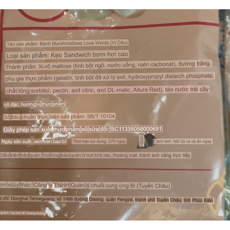 Kẹo bông marshmallow gói 500g  nhân mứt hoa quả