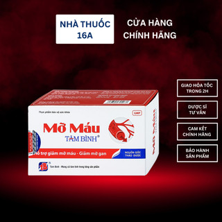 Mỡ máu tâm bình - dược phẩm tâm bình - hỗ trợ giảm mỡ máu, cholesterol, ngừa xơ vữa động mạch, tai biến, gan nhiễm mỡ