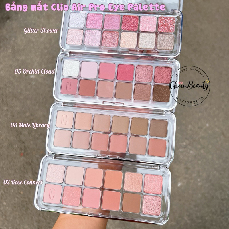 Bảng mắt CLIO AIR PRO EYE Palette đủ màu 01, 02, 03, 04, 05, Glitter Shower