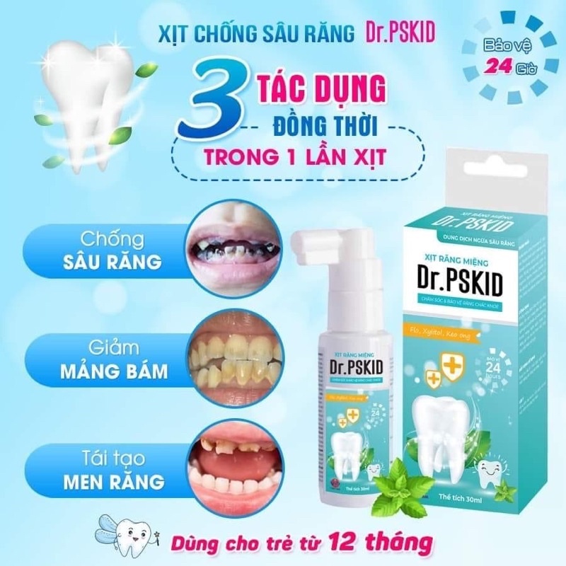 Xịt Răng Miệng Cho Bé Dr.PSKID - Bảo vệ răng miệng trong 24h- Giúp sạch răng, khoang miệng, ngừa sâu