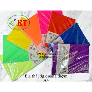 Xấp 100 tờ bìa thái màu dạ quang thơm A4 dày định lượng 180gsm