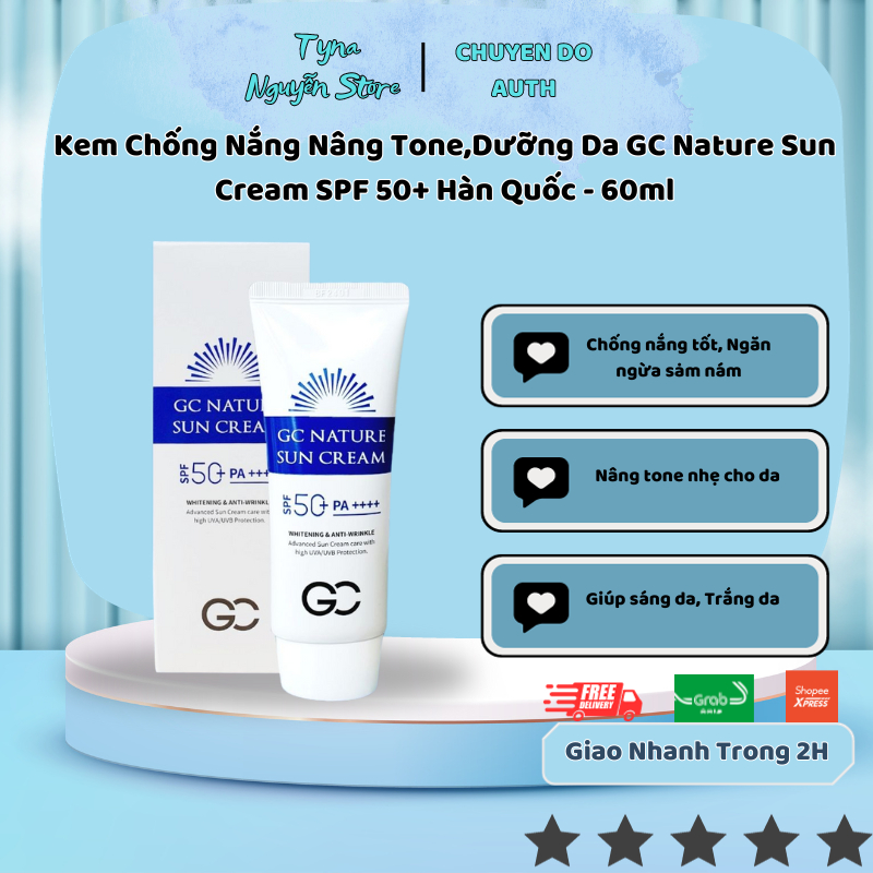 Kem Chống Nắng Nâng Tone,Dưỡng Da GC Nature Sun Cream SPF 50+ Hàn Quốc - 60ml