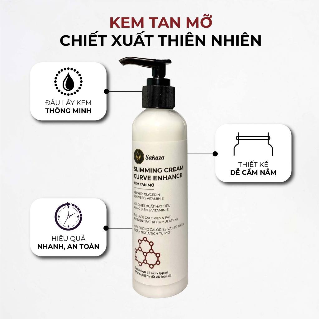 Kem tan mỡ bụng giảm mỡ bụng bắp tay đùi giảm cân Sakuza 200ml