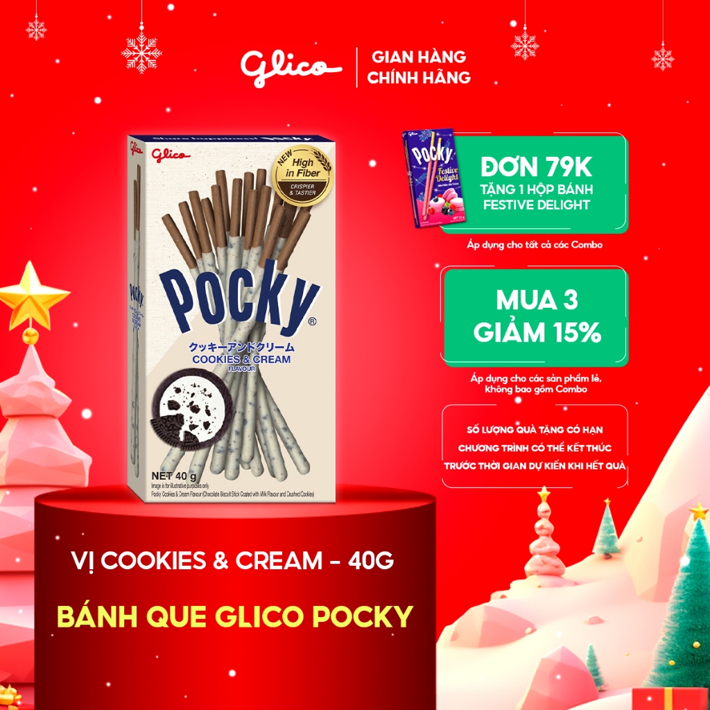 Bánh que Glico Pocky vị Cookies & Cream 40gr