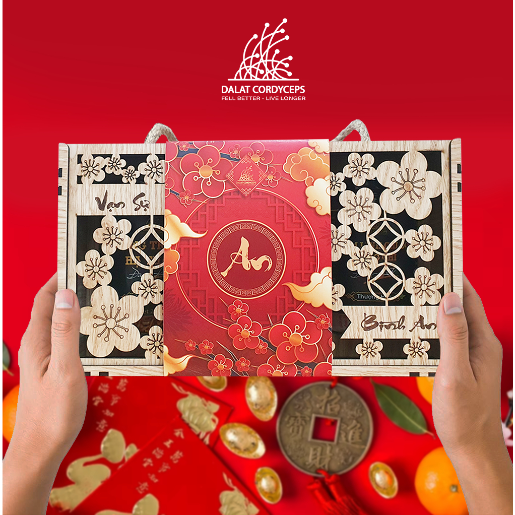 Set quà sức khoẻ Vạn An - Dalat Cordyceps - Đông trùng hạ thảo, saffron, linh chi, thảo mộc thiên nhiên