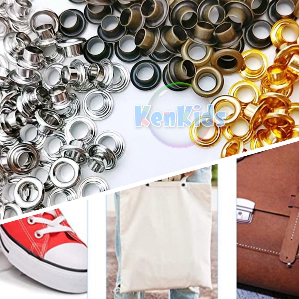 Khoen tròn không gỉ sét 10 cặp ore mắt cáo dùng bọc lỗ tròn quần áo , giày , balo , vải