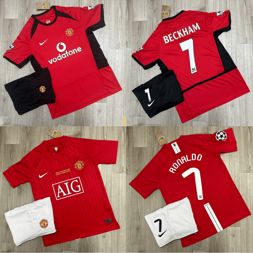 Áo Bóng Đá CLB Manchester Ngắn Tay Phong Cách Retro 2007 - Quần Có Túi - Vải Polyester Thái
