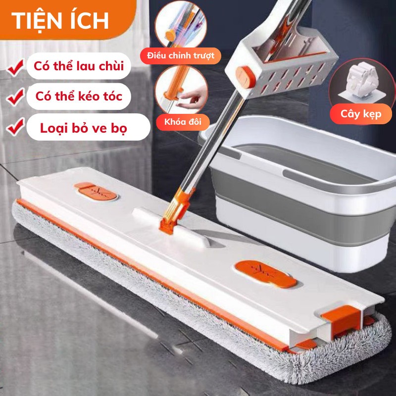Cây Lau Nhà KikoThiết Kế Mới Lau Siêu Sạch Chổi Xoay 360 Độ