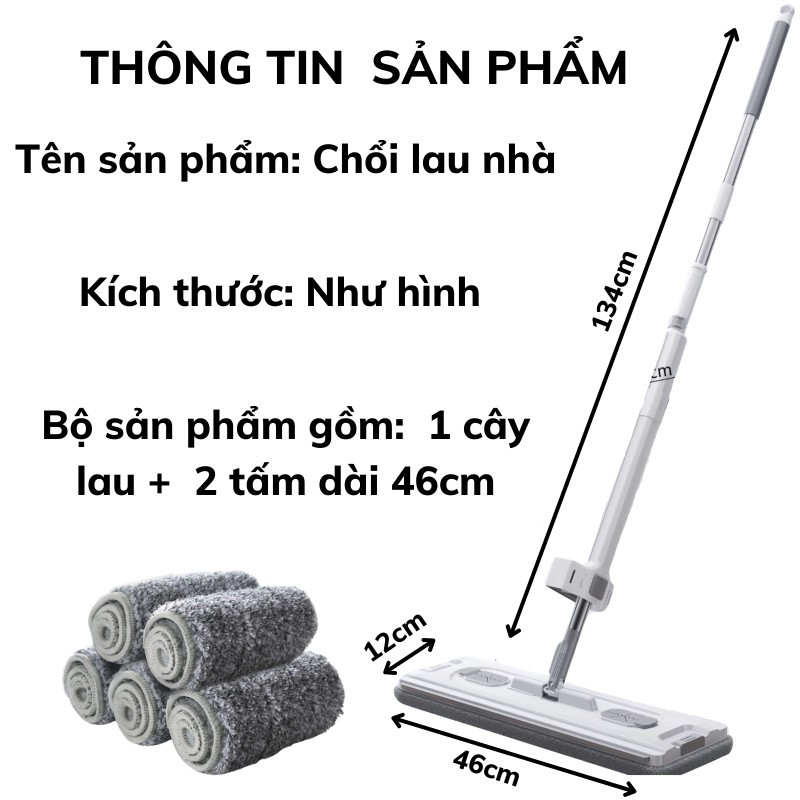Chổi Lau Nhà Kiko Thiết Kế Thông Minh Xoay 360 Độ Tặng Kèm Bông Lau