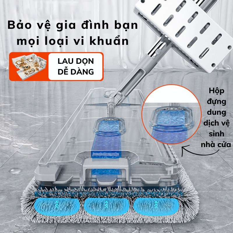Chổi Lau Nhà Kiko Thiết Kế Thông Minh Xoay 360 Độ Tặng Kèm Bông Lau