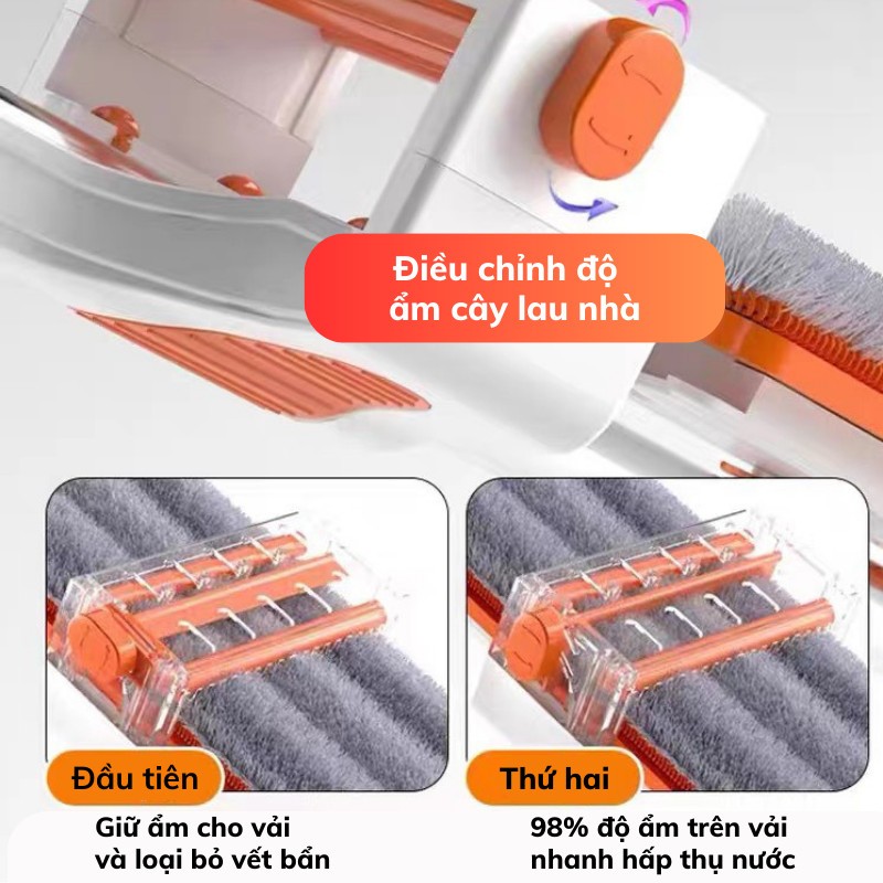 Cây Lau Nhà KikoThiết Kế Mới Lau Siêu Sạch Chổi Xoay 360 Độ