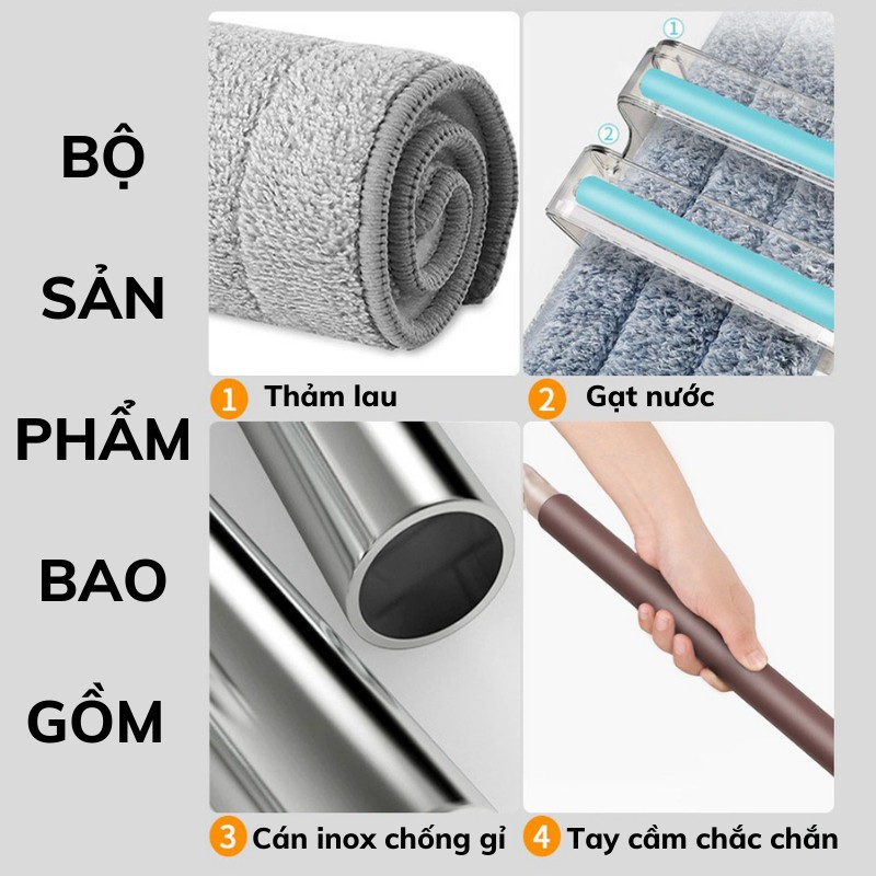 Chổi Lau Nhà Kiko Thiết Kế Thông Minh Xoay 360 Độ Tặng Kèm Bông Lau