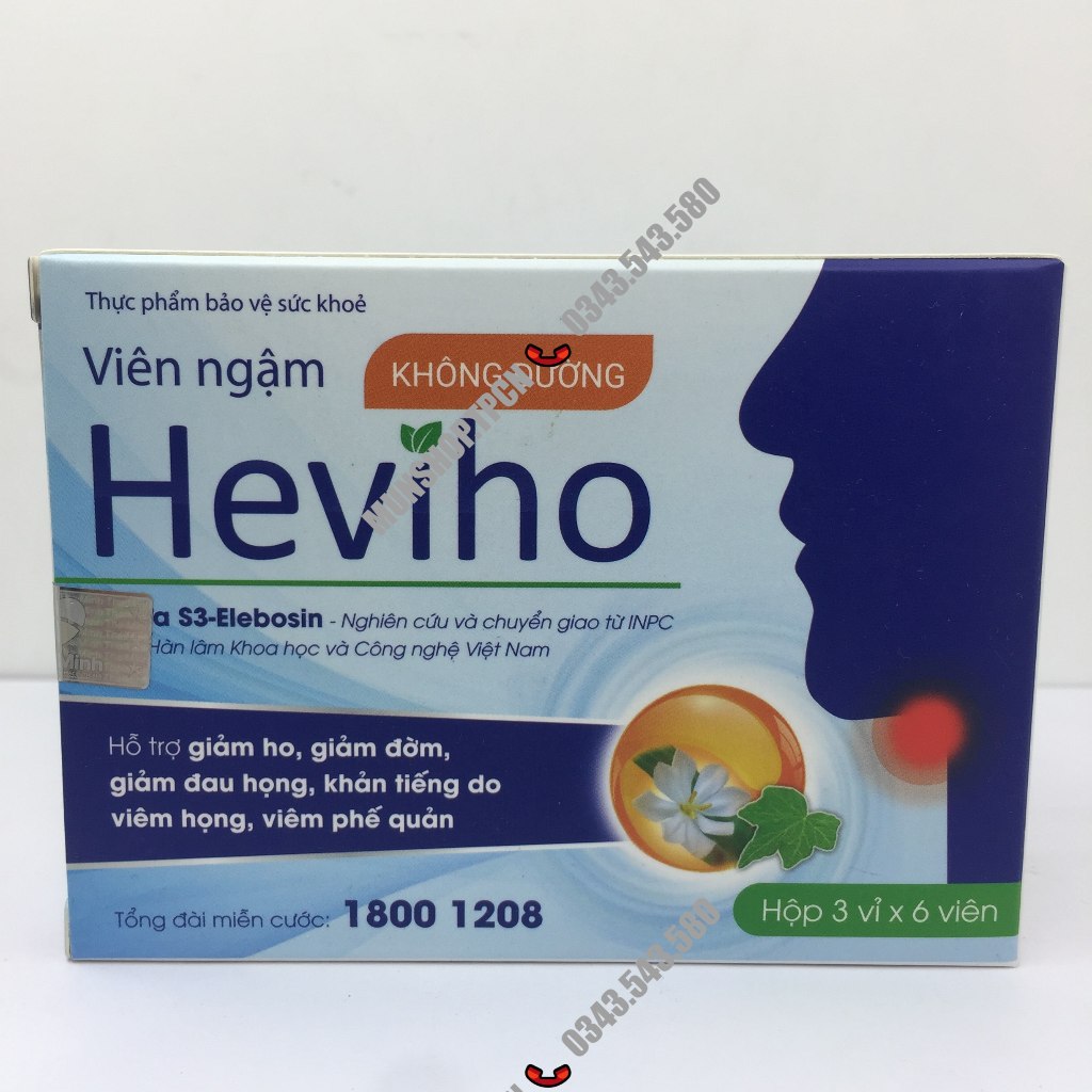 Viên ngậm Heviho hộp 18 viên – Hỗ trợ giảm ho, đờm, đau rát họng, khản tiếng khi viêm họng, viêm đường hô hấp