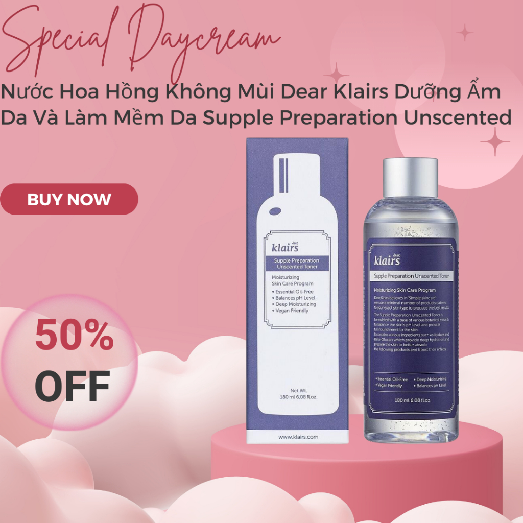 Nước hoa hồng Klairs 180ML- dưỡng ẩm và làm mềm da