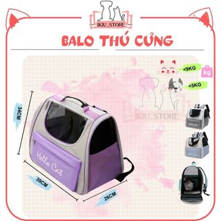 Balo vận chuyển chó mèo,túi đeo thú cưng IKIU thoáng khí sức chứa lớn dưới 10kg