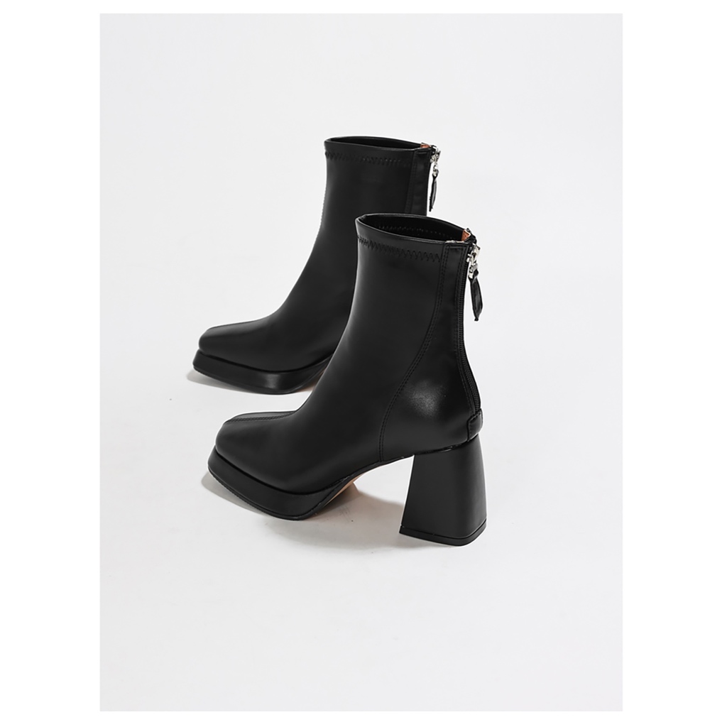 ENSo - Boots Da Thật Màu Đen CHRIS Đế Cao 8,5 cm