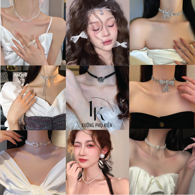 [🔥XƯỞNG SALE SẬP SÀN🔥] Dây Chuyền Choker Vòng Cổ Ngọc Trai Nhân Tạo Đính Đá Hot Trend Xinh Xắn