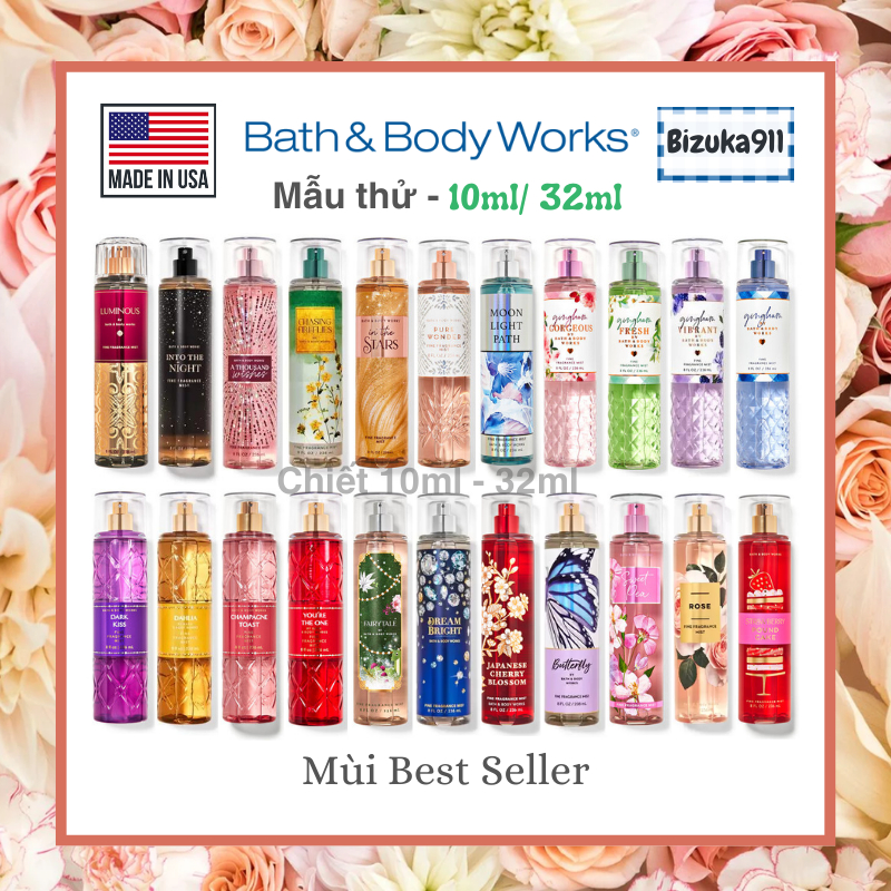 - Mùi Best Seller Auth Mỹ - Body mist Bath and Body Works xịt thơm toàn thân