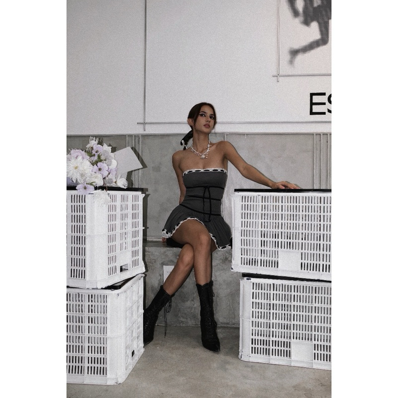 Váy Đầm Cúp Ngực Mùa Hè Phối Ruy Băng Nhung - Morias Mini Dress