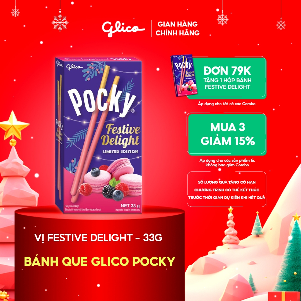 Bánh que Glico Pocky vị Festive Delight 33gr