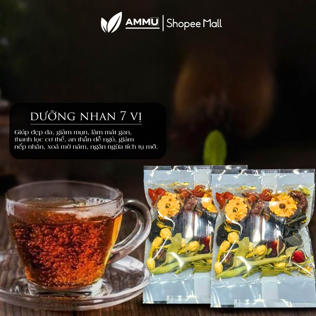 Trà dưỡng nhan hoa thảo mộc ammu mix 8 vị giúp thanh lọc cơ thể