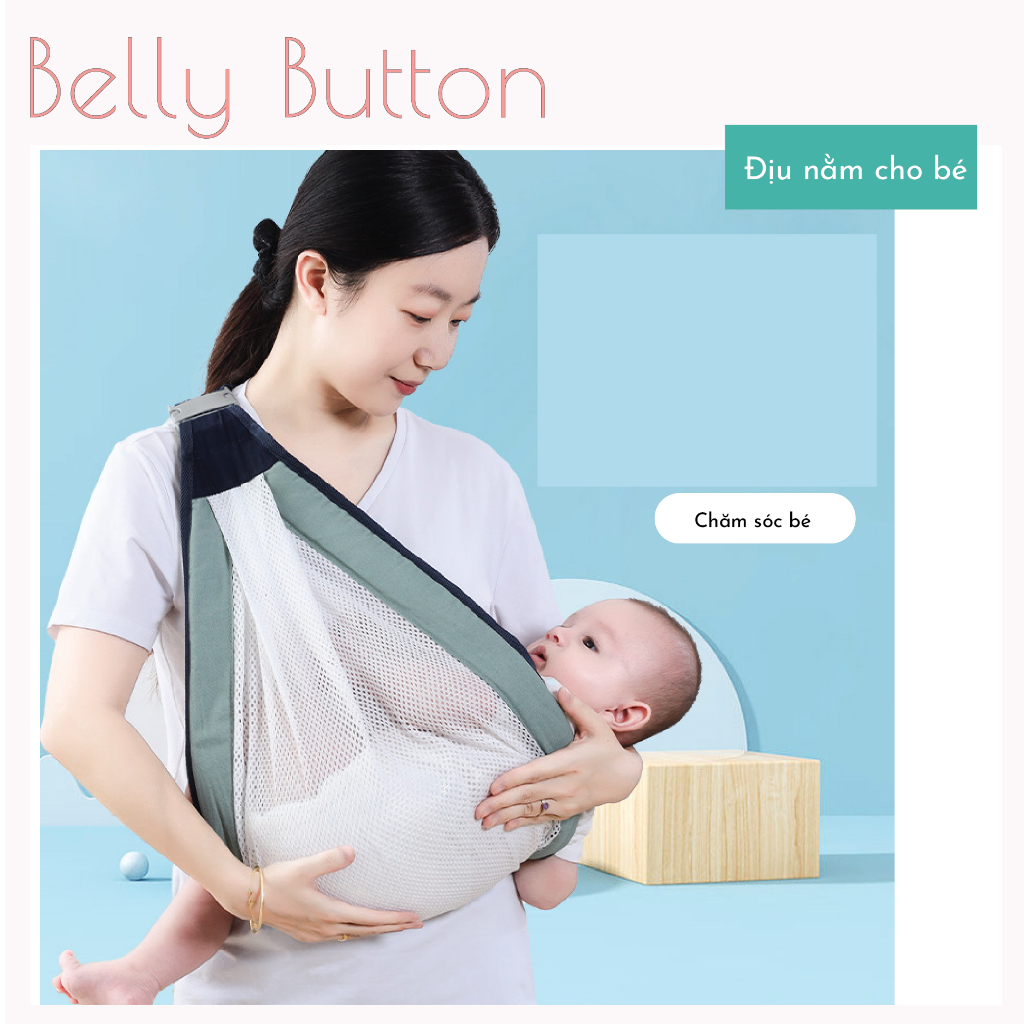 Địu võng chéo vai dạng lưới cho bé, địu em bé tư thế chữ M cho trẻ sơ sinh từ 0-24 tháng nhiều tư thế