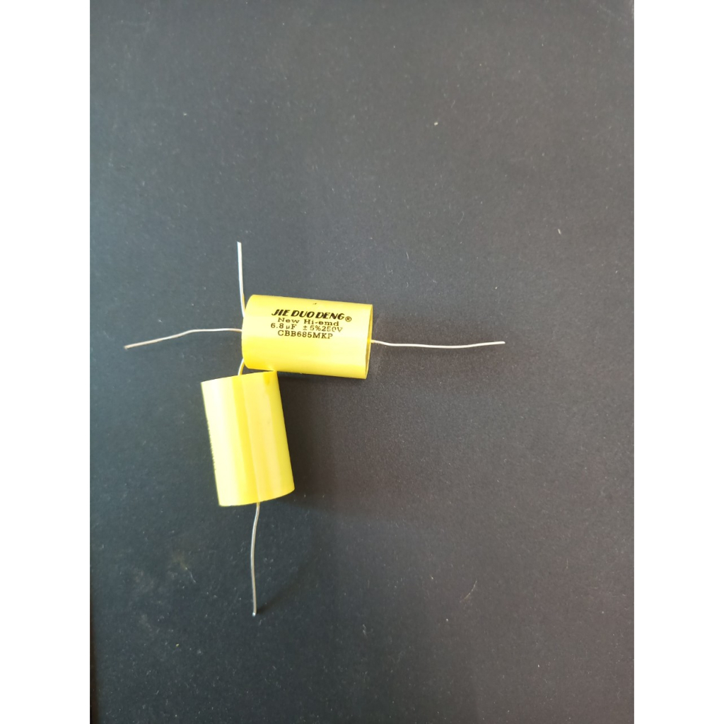 TỤ PHÂN TẦN 6,8MF 250V VÀNG TRÒN - TỤ PHÂN TẦN LOA MID 10 vá 12 - TỤ LỌC NHIỄU CHO LOA BASS.giá 1 con