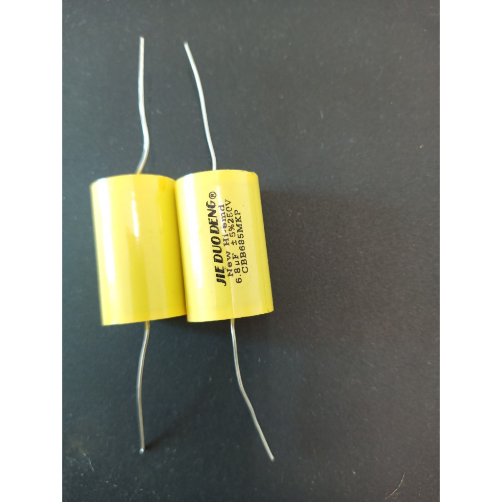 TỤ PHÂN TẦN 6,8MF 250V VÀNG TRÒN - TỤ PHÂN TẦN LOA MID 10 vá 12 - TỤ LỌC NHIỄU CHO LOA BASS.giá 1 con