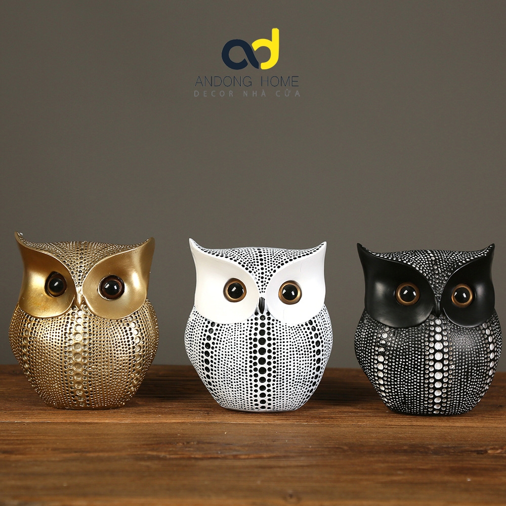 Tượng Cú Mèo trang trí nội thất kệ sách, kệ tủ decor