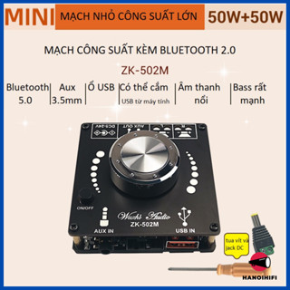 Zk 502M, mạch bluetooth 5.0 kèm khuyếch đại 50+50w chuẩn hãng whuzhi audio từ Hà Nội Hifi