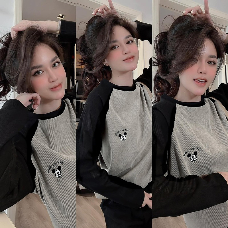 BỘ TĂM NHUNG GHI PHỐI MÀU THÊU MICKEY
