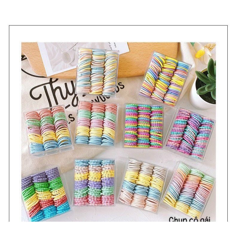 Hộp chun buộc tóc co giãn nhiều màu sắc cho bé gái