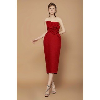 Đầm body đính bông phối lưới