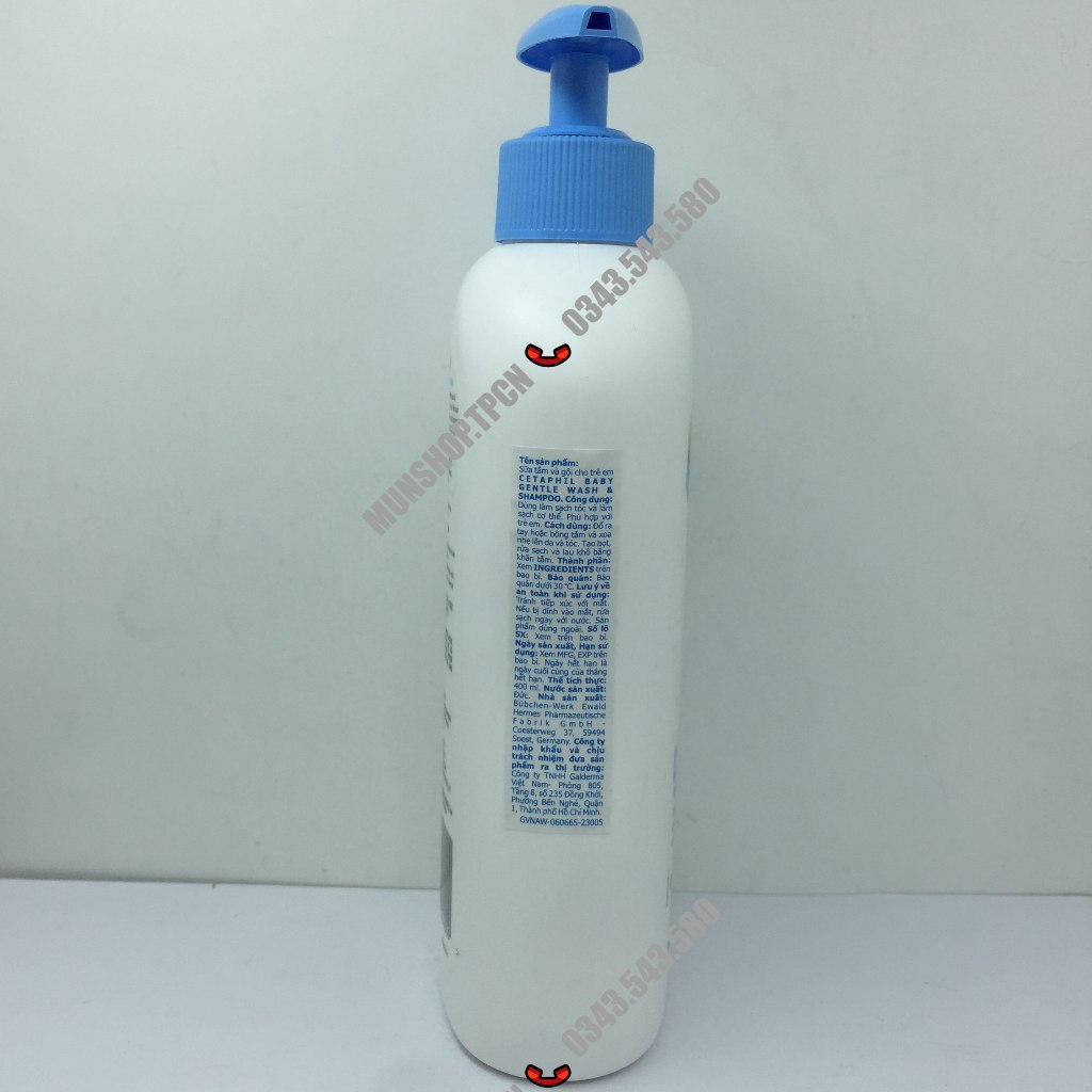 Sữa Tắm Gội Dịu Nhẹ Cho Bé Cetaphil Baby Gentle Wash & Shampoo chai vòi 400ml - Dùng làm sạch tóc và làm sạch cơ thể