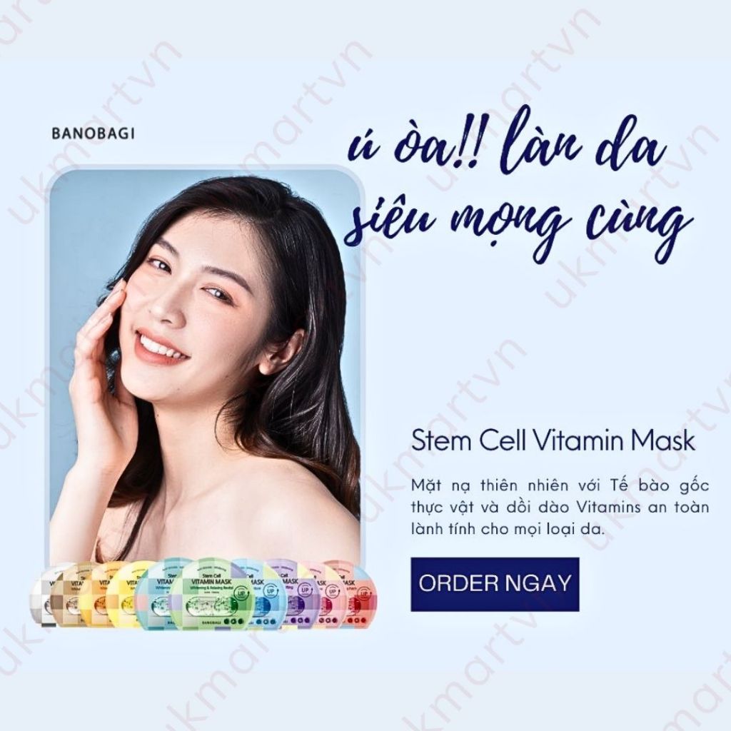 Combo 10 Miếng Mặt Nạ Giấy Banobagi Mask Stem Cell Vitamin 30g