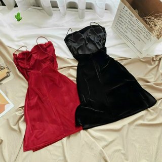 Đầm Nhung Boby 2 Dây (có Mút)