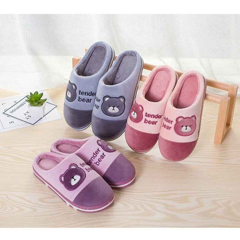 Dép bông đi trong nhà mùa đông hình mặt Cua hàng cao cấp loại 1, đế cao su đàn hồi chống trơn trượt