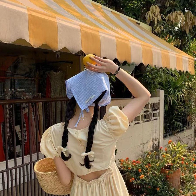 Băng đô vải, khăn đội đầu họa tiết ren, caro, voan hoa