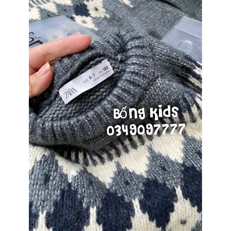 Áo Len Bé Trai & Bé Gái Thổ Cẩm Xám Ghi ZR