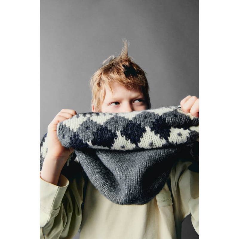 Áo Len Bé Trai & Bé Gái Thổ Cẩm Xám Ghi ZR