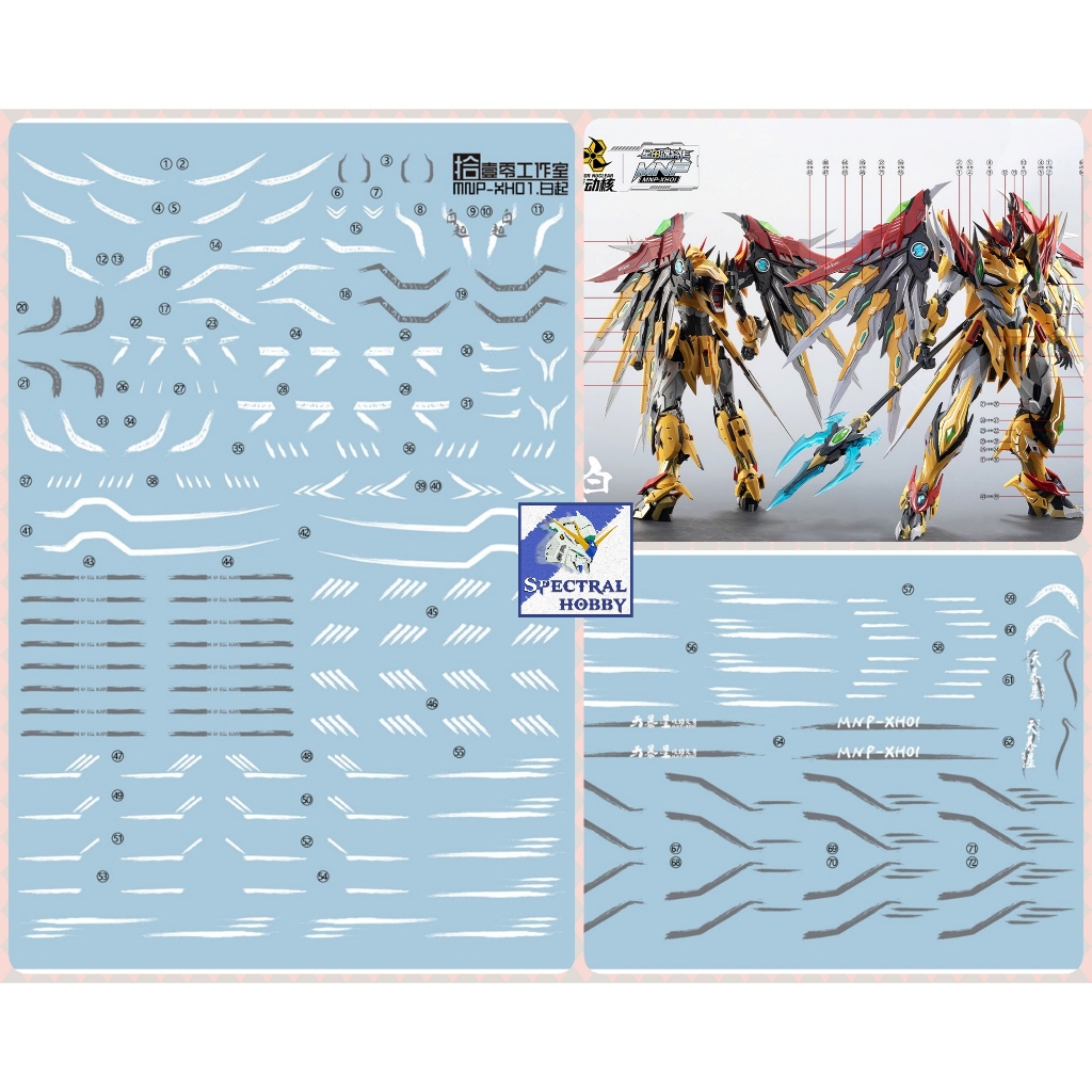 Decal nước dán mô hình XH-01 BAI QI MNP-XH03 Ao bing DRAGON AOBING water sticker