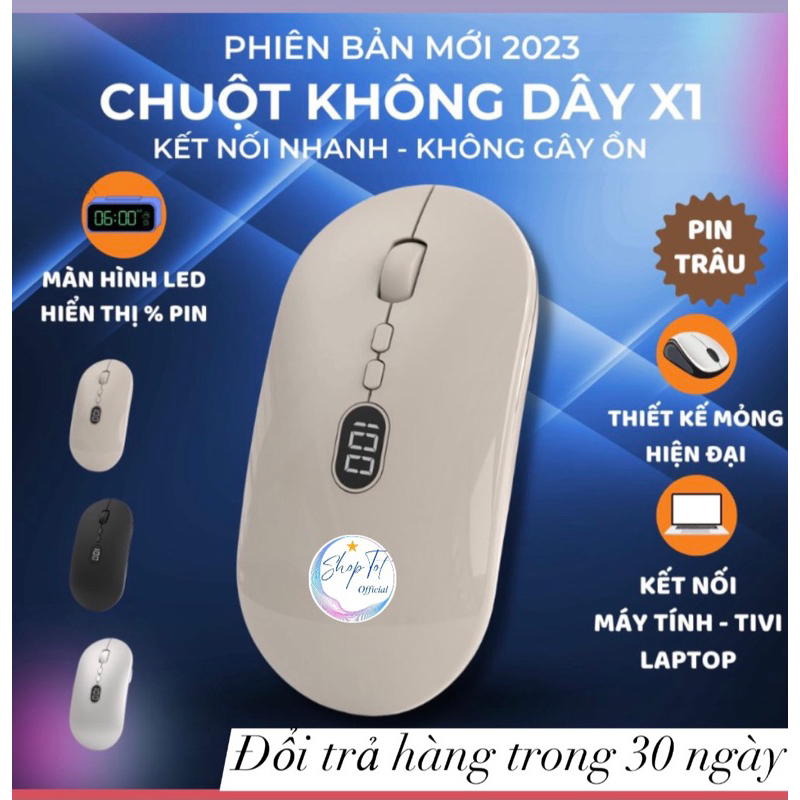 Chuột Không Dây “X1” Văn Phòng- Thiết Kế Sang Trọng- Kết Nối Macbook, Laptop, PC, ĐT, ipad,..- Bản Bluetooth
