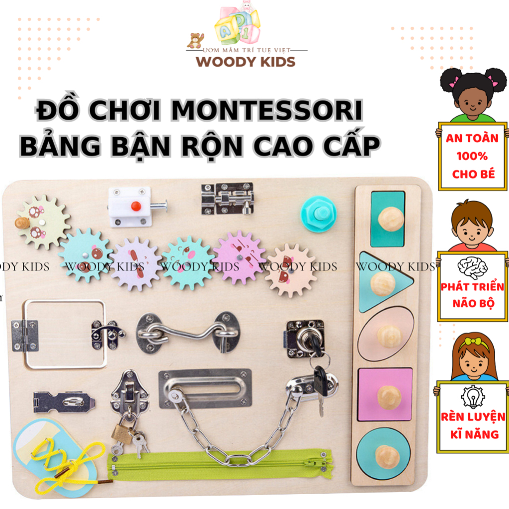 Bảng Bận Rộn 13 Món❗️Hoả Tốc HCM❗️Busy Board-Đồ Chơi Giáo Dục Sớm Cho Trẻ- Đồ Chơi Montessori-Phát Triển Trí Tuệ Cho Con