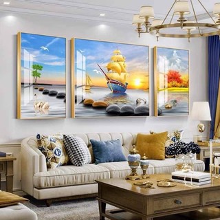 Tranh bộ 3 tấm treo tường phòng khách hiện đại ,tranh tráng gương treo phòng khách