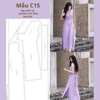Rập giấy a0 váy chéo eo c15