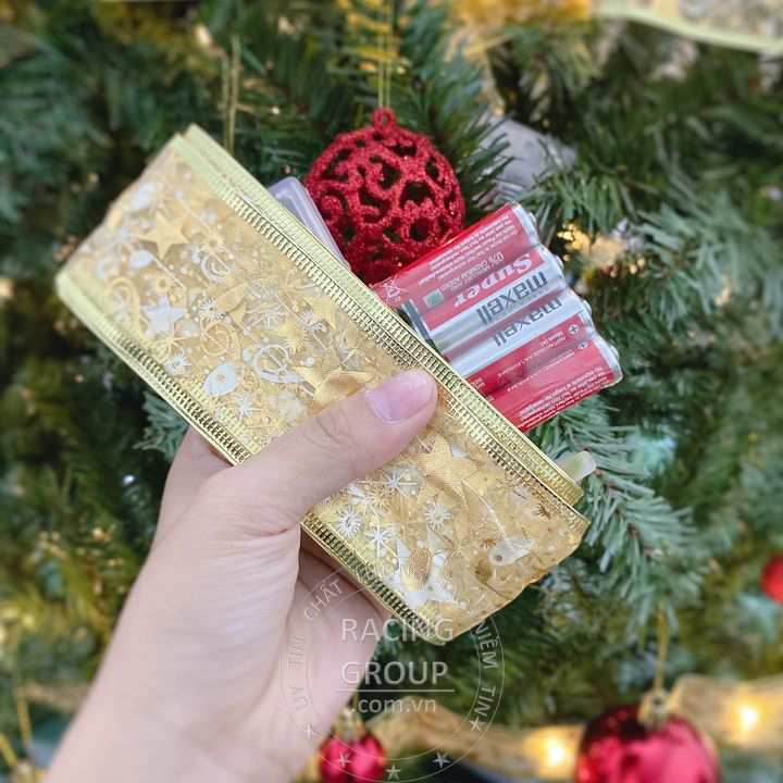 Ruy Băng Đèn Led Ruy Băng 10m 5m 1m Bản To 5cm Màu Vàng Trang Trí Cây Thông Noel Nhà Cửa Mùa Giáng Sinh